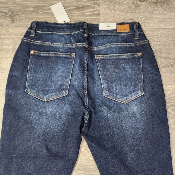 NWT JUDY BLUE Dark Wash Classic Denim Mid Rise Skinny Fit Jean 14 W - Picture 15 of 16